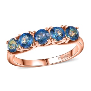 D'Joy Savage Fire Mystic Topaz 1.60 ctw 5 Stone Ring in 18K Vermeil Rose Gold Over Sterling Silver (Size 7.0)
