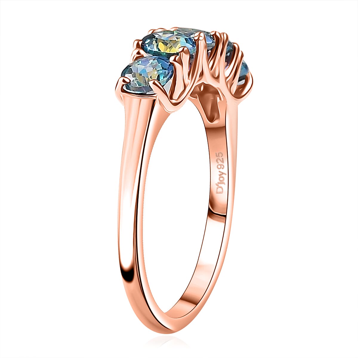 D'Joy Savage Fire Mystic Topaz 1.60 ctw 5 Stone Ring in 18K Vermeil Rose Gold Over Sterling Silver (Size 9.0) image number 3