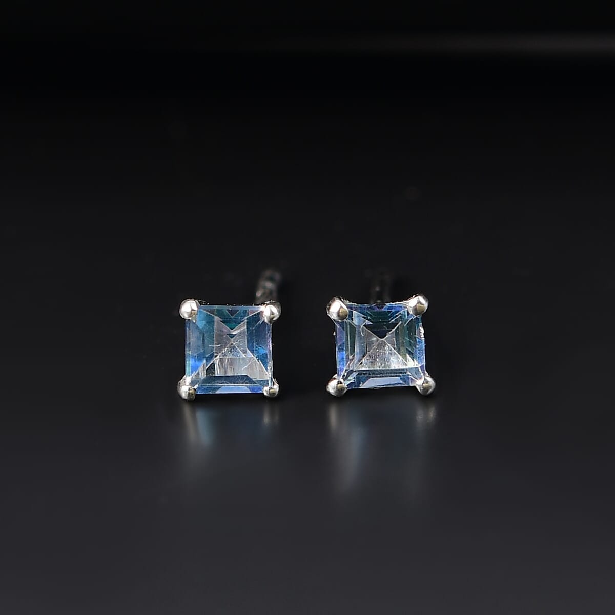 Neptune Garden Mystic Topaz 0.85 ctw Solitaire Stud Earrings in Rhodium Over Sterling Silver image number 1