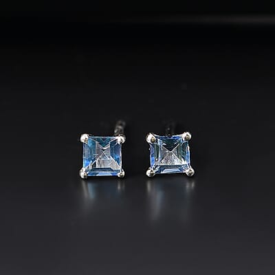 D'Joy Neptune Garden Mystic Topaz 0.85 ctw Solitaire Stud Earrings in Rhodium Over Sterling Silver