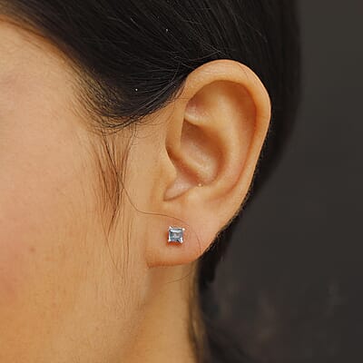 D'Joy Neptune Garden Mystic Topaz 0.85 ctw Solitaire Stud Earrings in Rhodium Over Sterling Silver