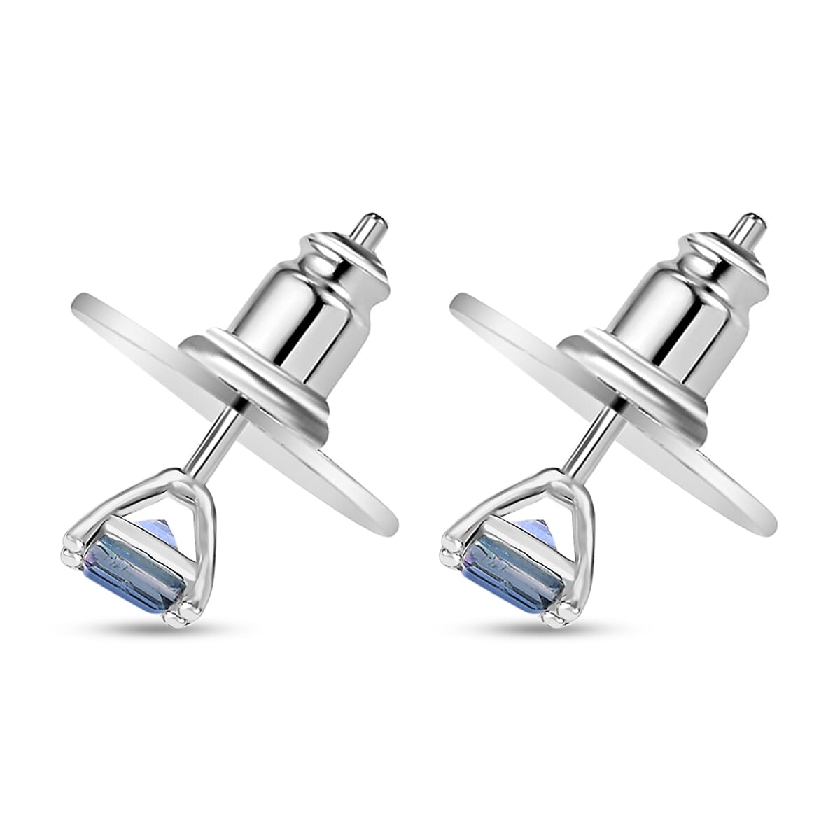 Neptune Garden Mystic Topaz 0.85 ctw Solitaire Stud Earrings in Rhodium Over Sterling Silver image number 4