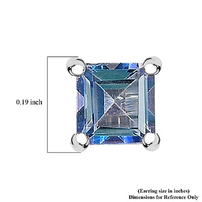 D'Joy Neptune Garden Mystic Topaz 0.85 ctw Solitaire Stud Earrings in Rhodium Over Sterling Silver