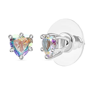 D'Joy Mercury Mystic Topaz 1.00 ctw Solitaire Stud Earrings in Rhodium Over Sterling Silver