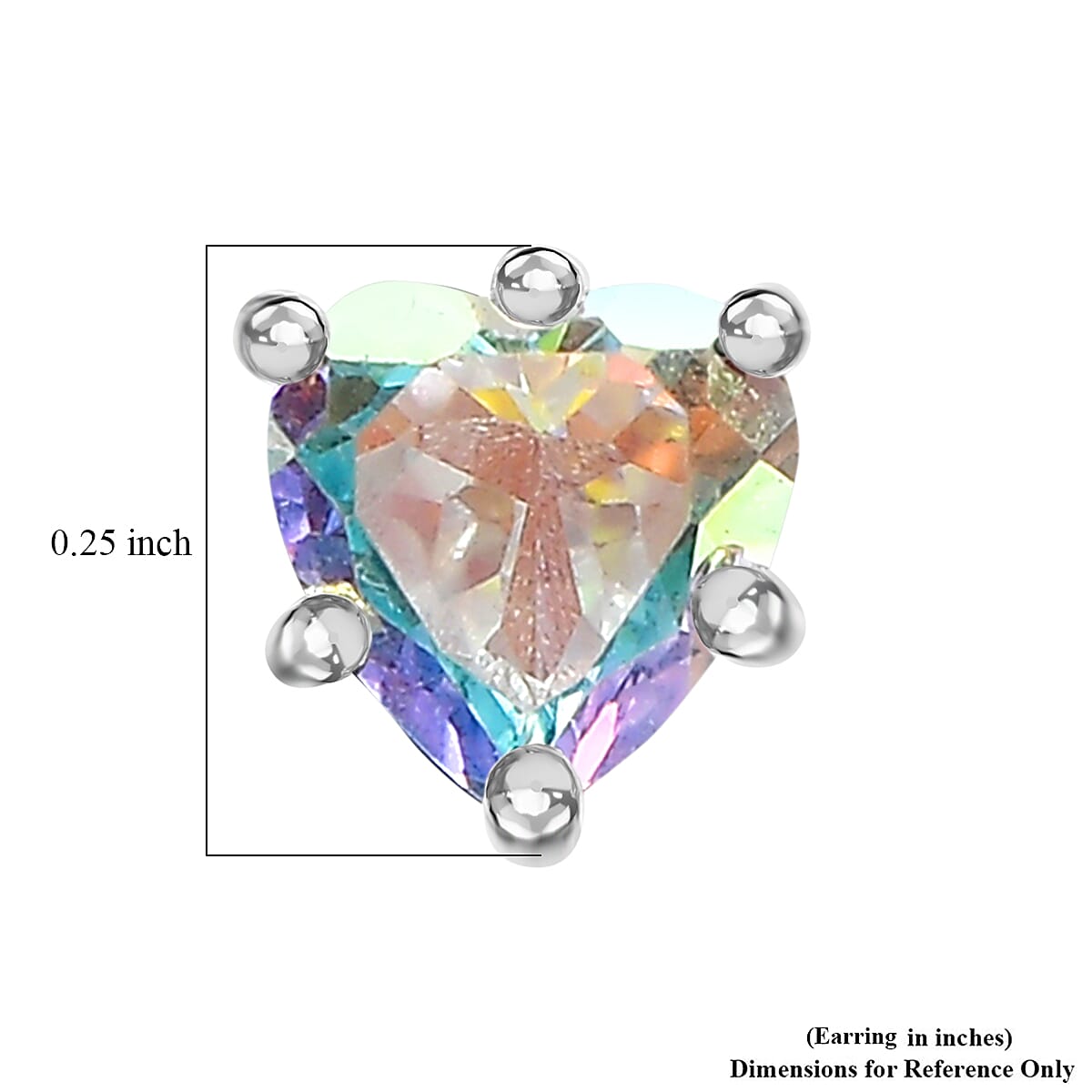 D'Joy Mercury Mystic Topaz 1.00 ctw Solitaire Stud Earrings in Rhodium Over Sterling Silver image number 4