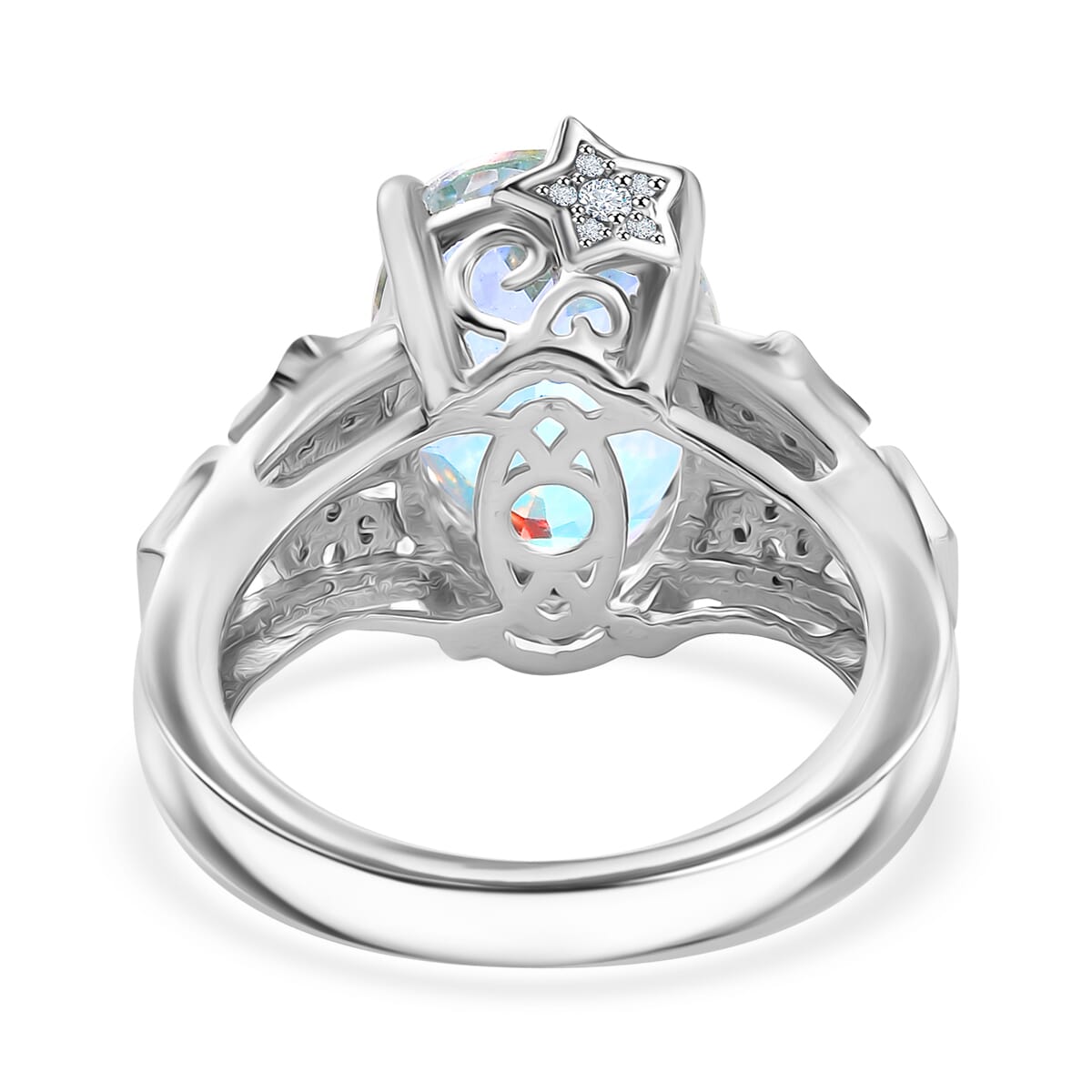 Karis Mercury Mystic Topaz and White Zircon 7.50 ctw Celestial Stars Ring in Platinum Bond (Size 6.0) image number 4