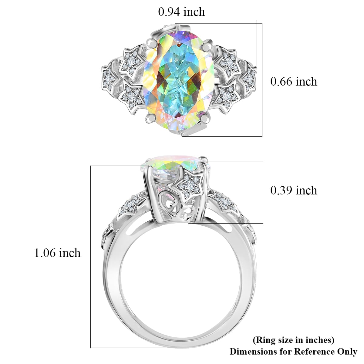 Karis Mercury Mystic Topaz and White Zircon 7.50 ctw Celestial Stars Ring in Platinum Bond (Size 6.0) image number 5