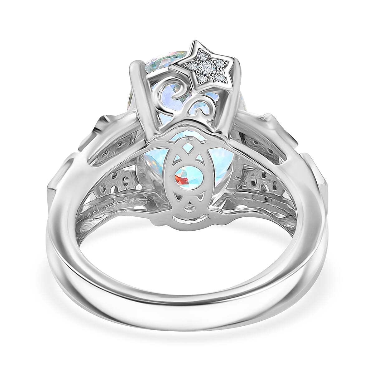Karis Mercury Mystic Topaz and White Zircon 7.50 ctw Celestial Stars Ring in Platinum Bond (Size 9.0) image number 4