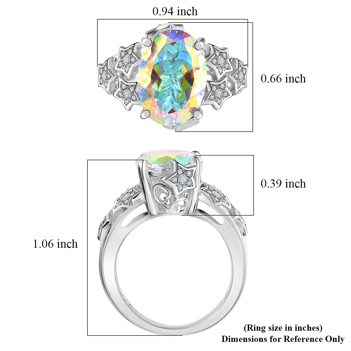 Karis Mercury Mystic Topaz and White Zircon 7.50 ctw Celestial Stars Ring in Platinum Bond (Size 9.0) image number 5