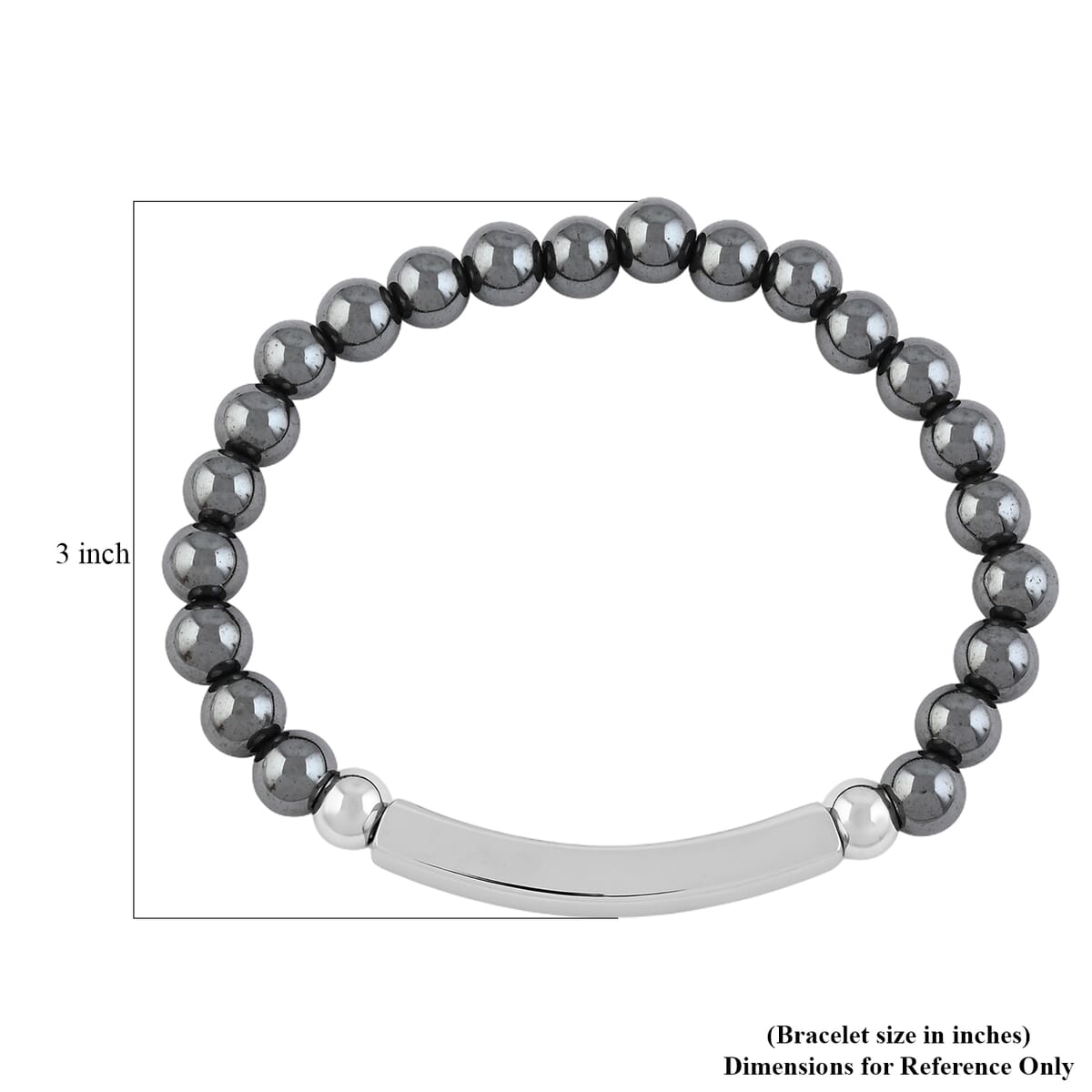 Hematite 109.30 ctw Beaded Adjustable Bracelet in Stainless Steel image number 4