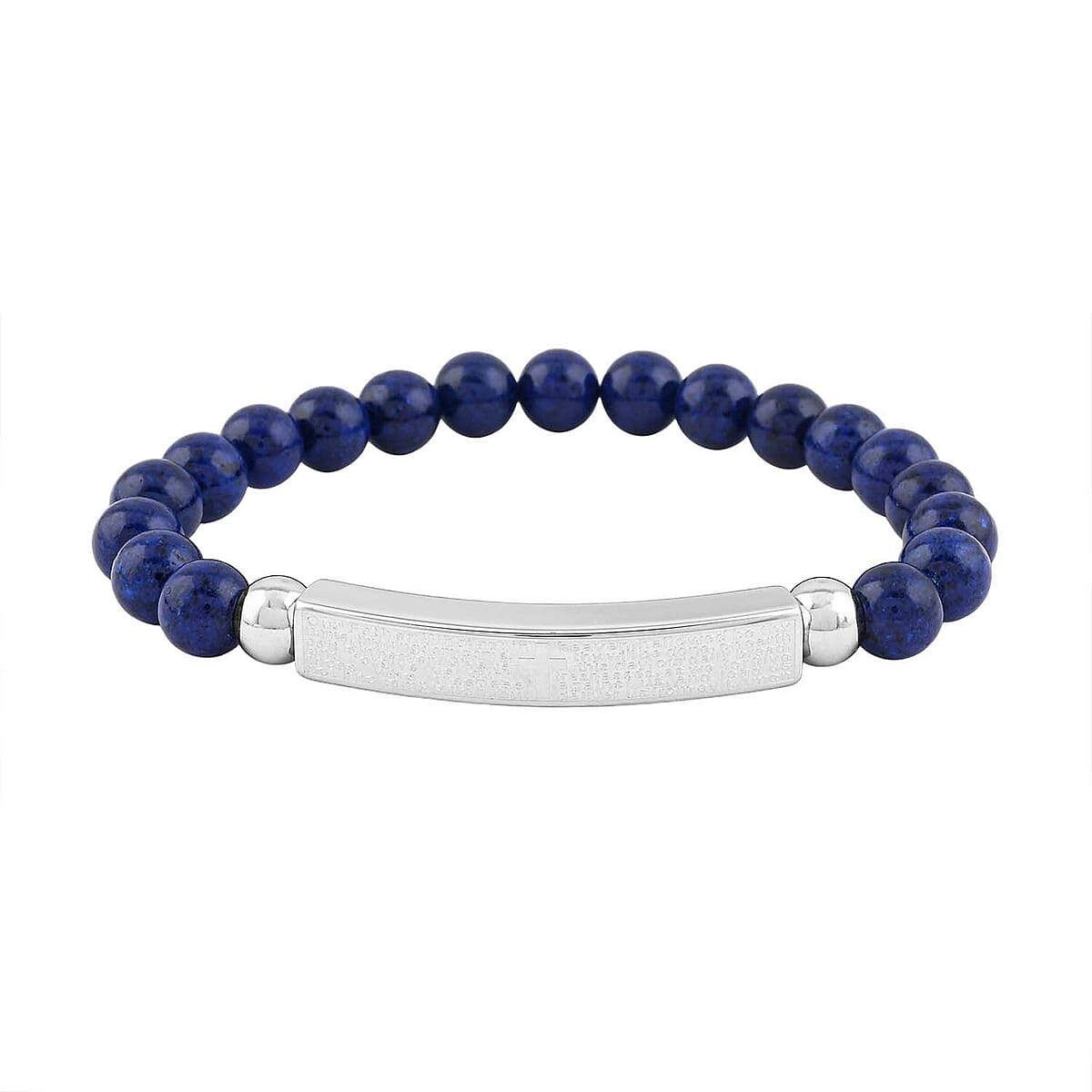 Blue Hematite 44.00 ctw Beaded Adjustable Bracelet in Stainless Steel image number 0