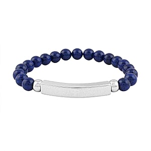 Blue Hematite 44.00 ctw Beaded Adjustable Bracelet in Stainless Steel