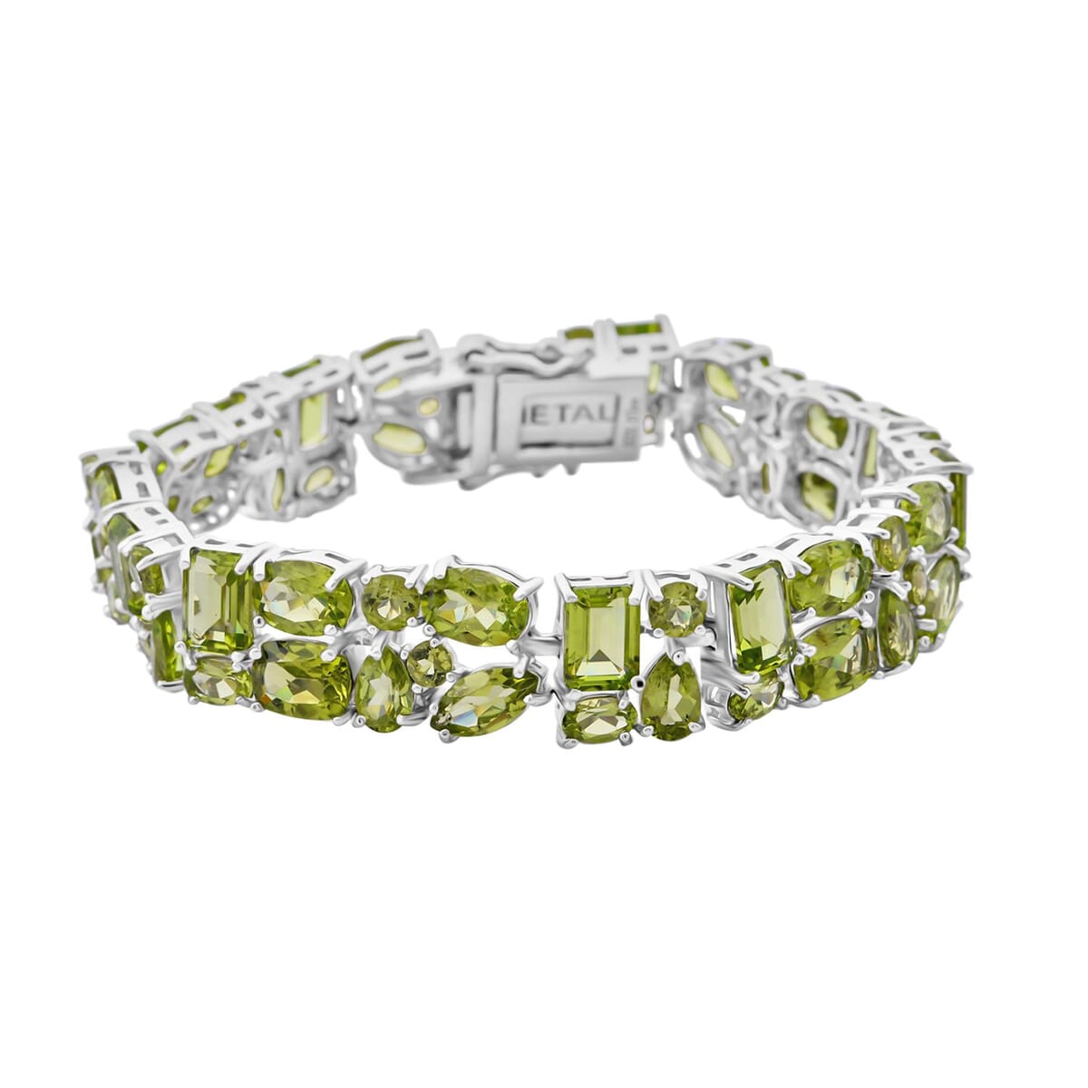 Peridot 34.90 ctw Bracelet in Rhodium Over Sterling Silver (7.25 In) image number 0