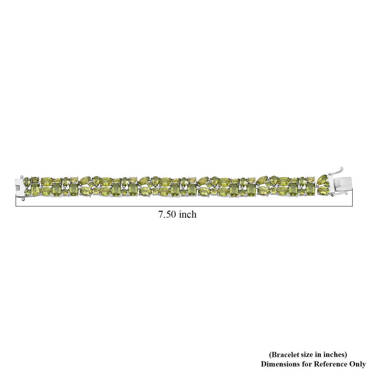Peridot 34.90 ctw Bracelet in Rhodium Over Sterling Silver (7.25 In) image number 3