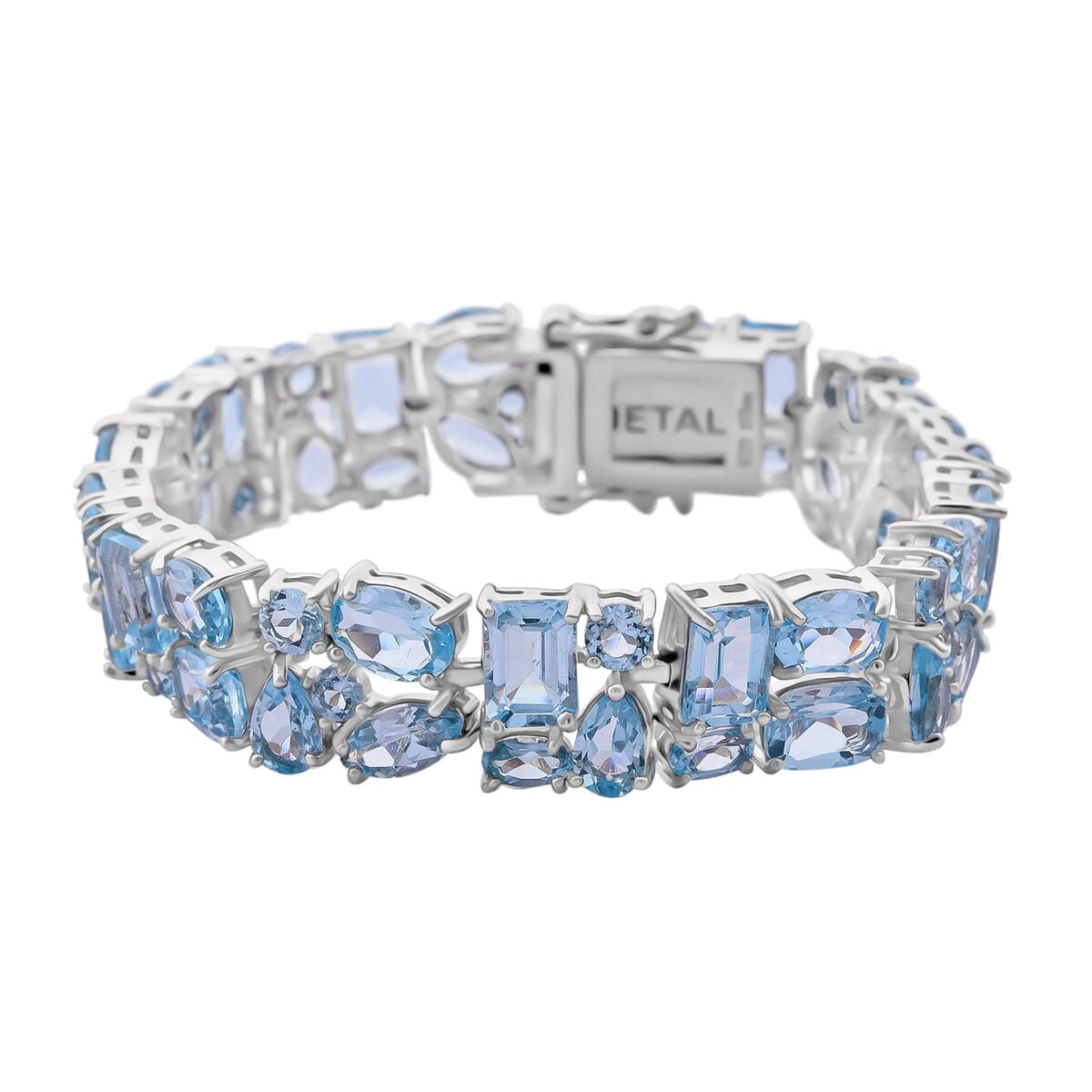 Blue Topaz 38.65 ctw Bracelet in Rhodium Over Sterling Silver (7.25 In) image number 0