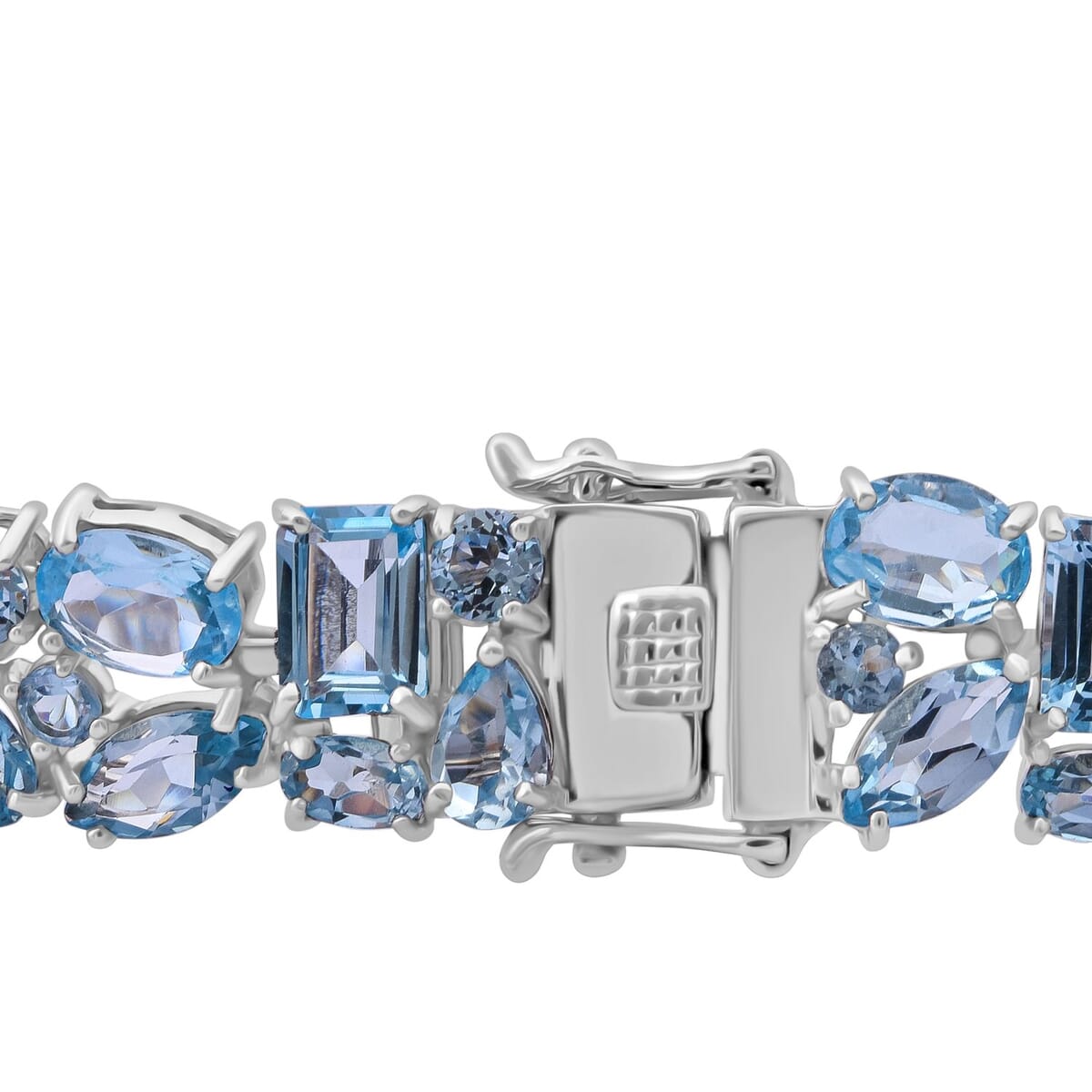 Blue Topaz 38.65 ctw Bracelet in Rhodium Over Sterling Silver (7.25 In) image number 3