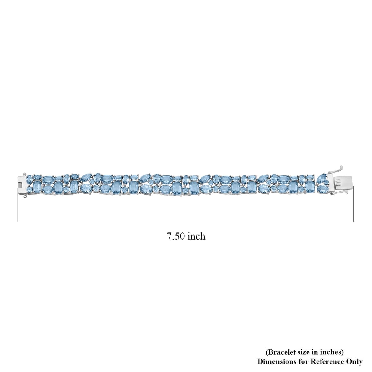 Blue Topaz 38.65 ctw Bracelet in Rhodium Over Sterling Silver (7.25 In) image number 4