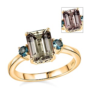 14K Yellow Gold  AAA   Turkizite ,  Lagoon Tourmaline  Solitaire Ring ,  Gold Wt. 3.5 g 2.56 ctw