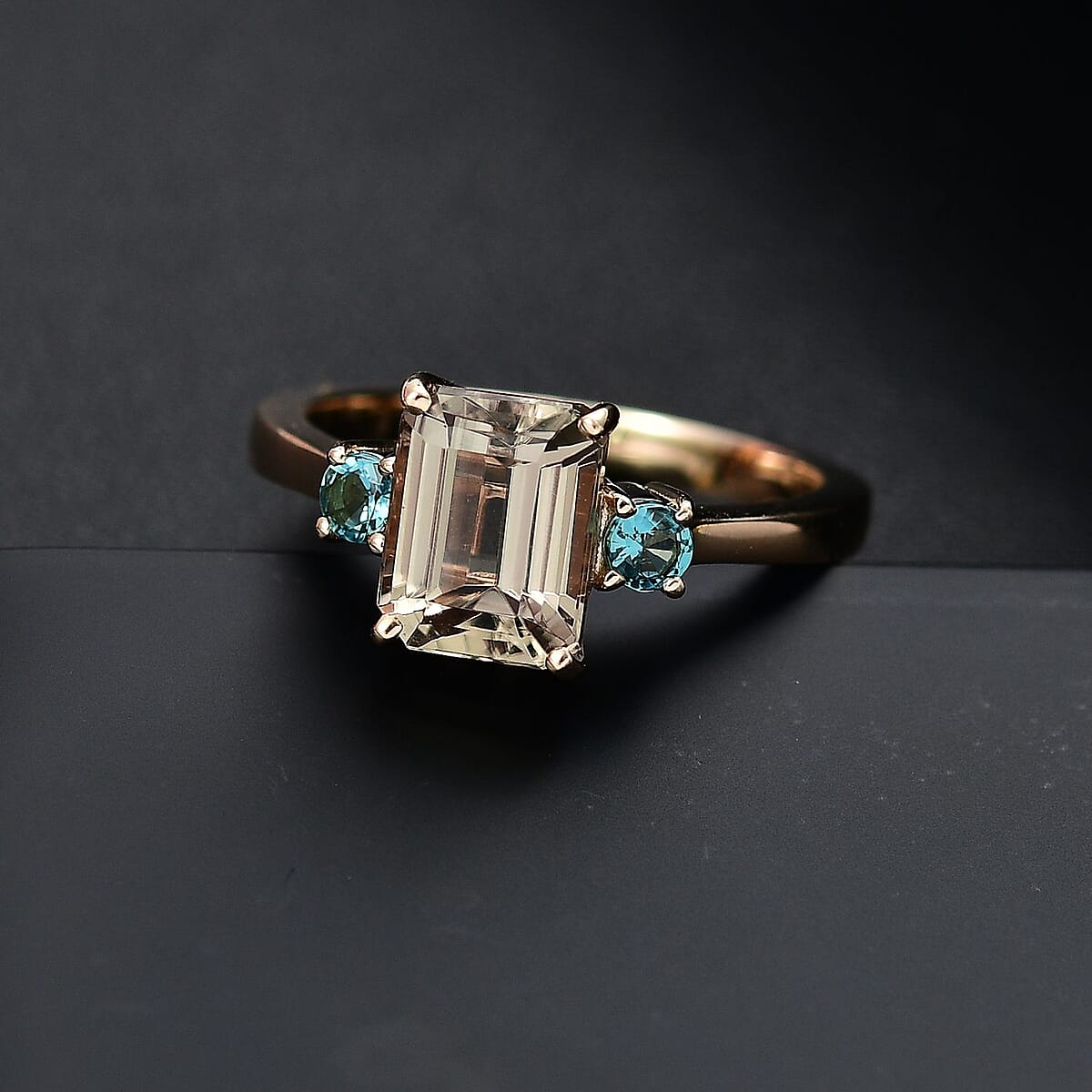 Luxoro 14K Yellow Gold AAA Turkizite, Lagoon Tourmaline Ring (Size 7.0) 2.55 ctw image number 1