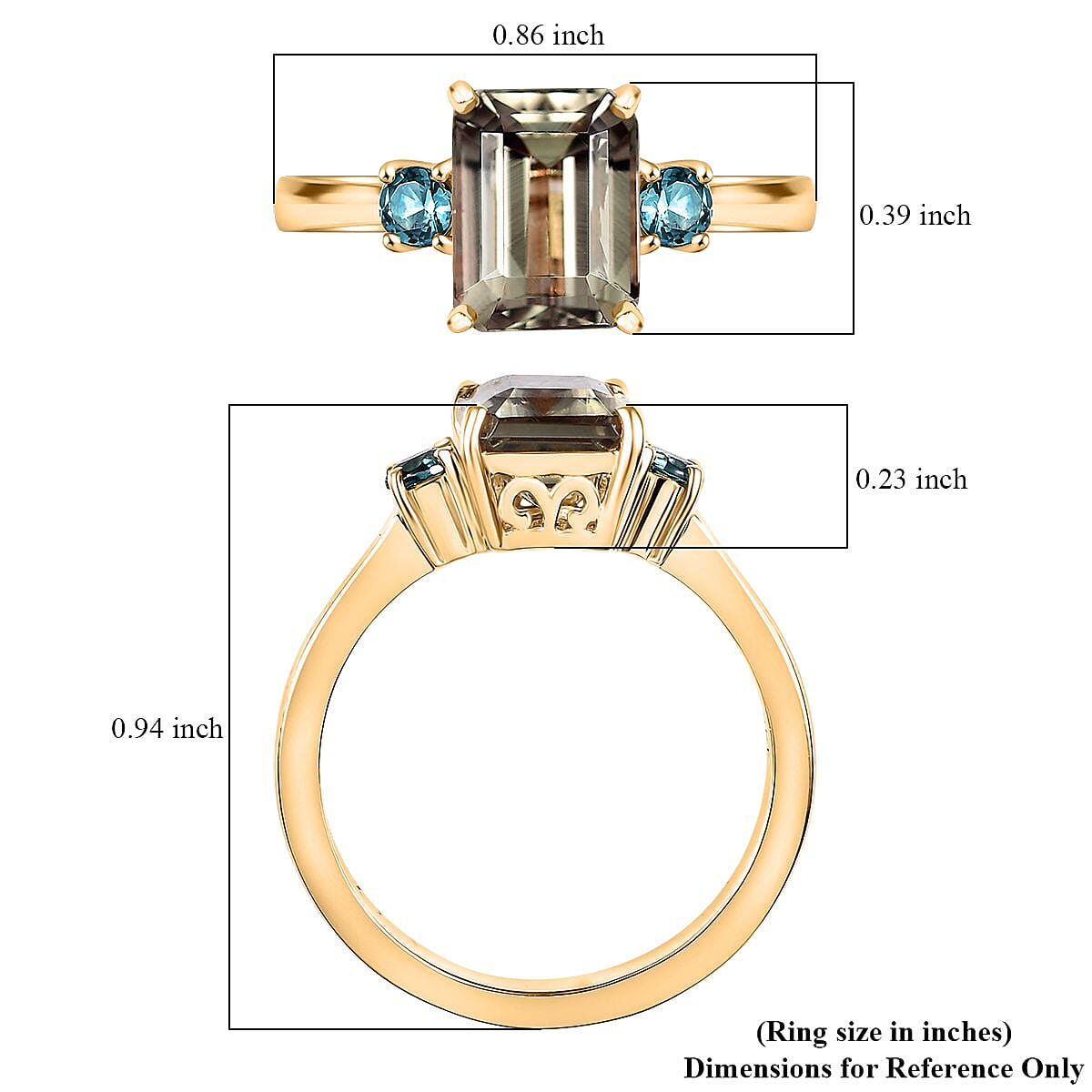 Luxoro 14K Yellow Gold AAA Turkizite, Lagoon Tourmaline Ring (Size 7.0) 2.55 ctw image number 5