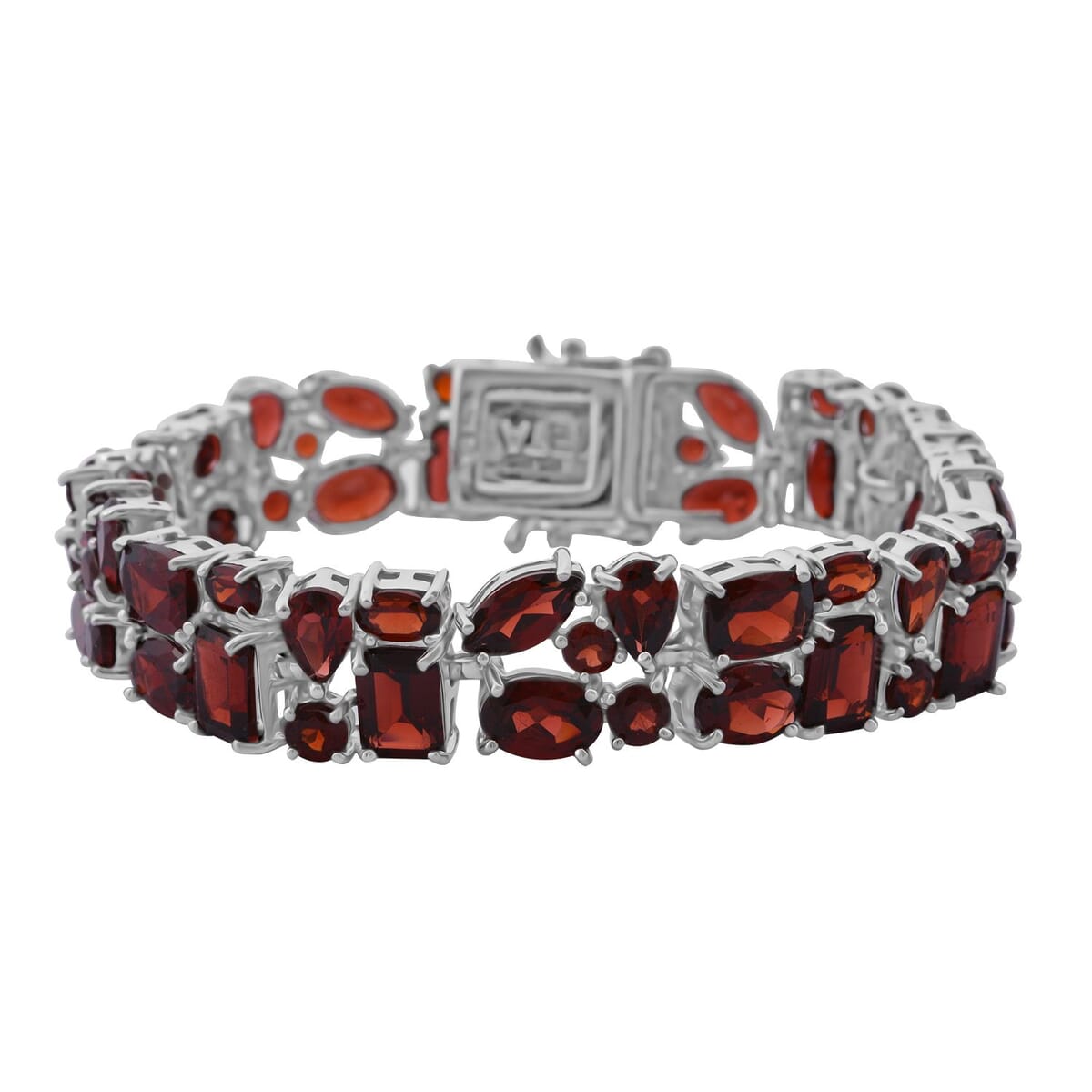 Mozambique Garnet 43.20 ctw Bracelet in Rhodium Over Sterling Silver (7.25 In) image number 0