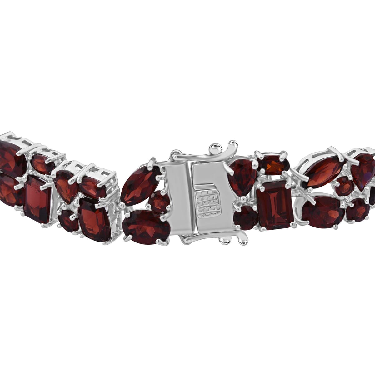 Mozambique Garnet 43.20 ctw Bracelet in Rhodium Over Sterling Silver (7.25 In) image number 2