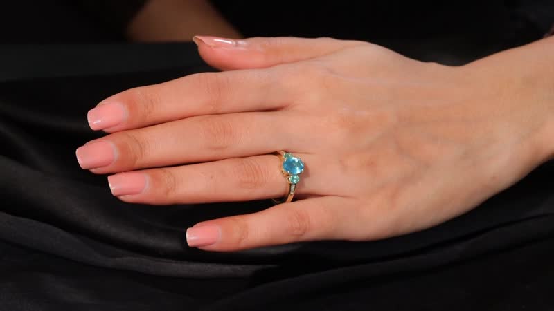 Luxoro Premium Blue Apatite, Boyaca Colombian Emerald and Diamond I2 2.65 ctw Ring in 10K Yellow Gold