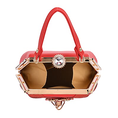 Red Fashionable Designer Crystal Tassels Clutch Bag with Shoulder Chain Strap