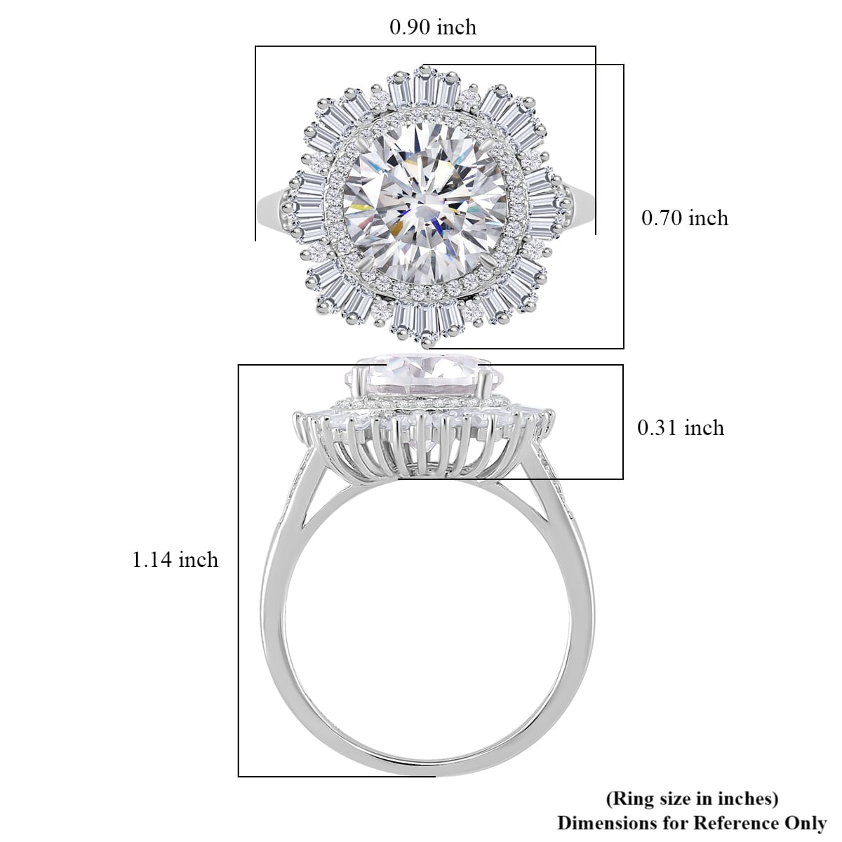 D'Joy Heart and Arrow Cut Moissanite 4.40 ctw Art Deco Ring in Rhodium Over Sterling Silver (Size 10.0) image number 4