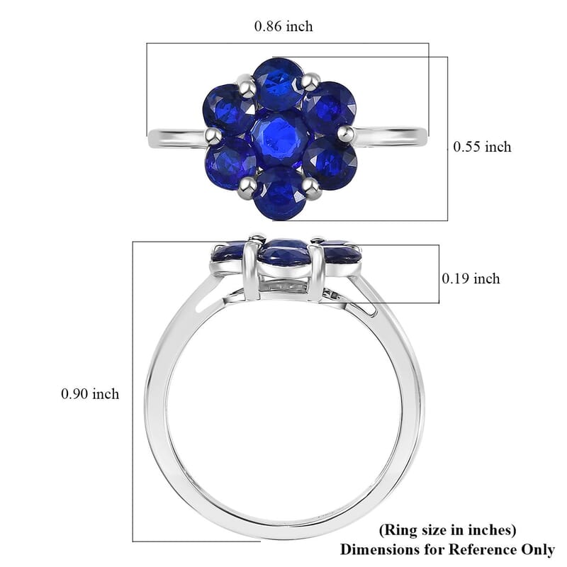 D'Joy Tanzanian Blue Spinel (DF) 2.10 ctw Floral Ring in Rhodium Over Sterling Silver (Size 10.0)