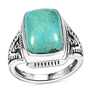D'Joy Artisan Crafted Royston Turquoise 6.00 ctw Eagle Ring in Sterling Silver (Size 6.0)