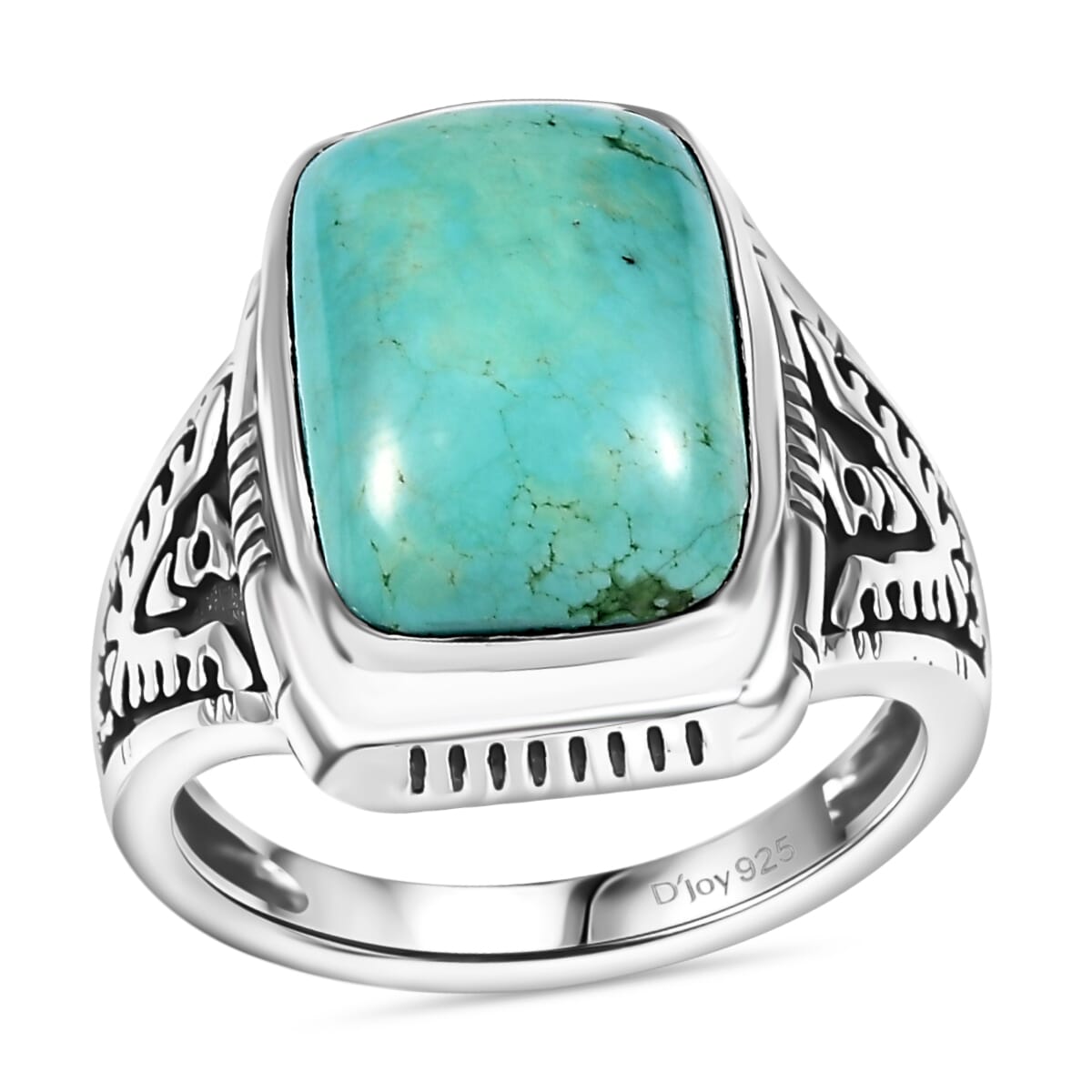 Artisan Crafted Royston Turquoise 6.00 ctw Eagle Ring in Sterling Silver (Size 8.0) image number 0