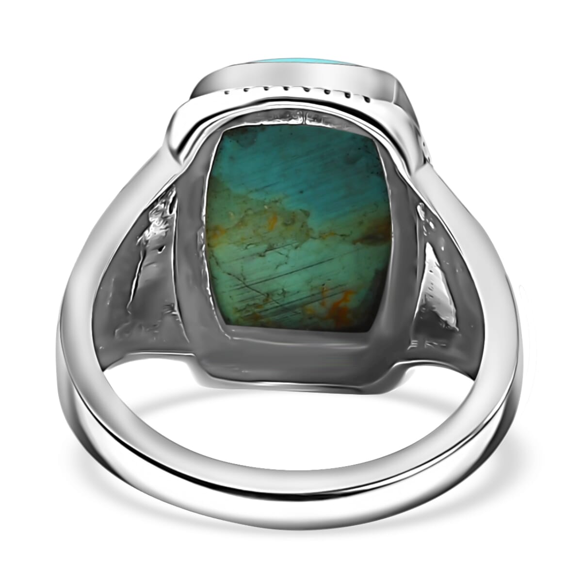 Artisan Crafted Royston Turquoise 6.00 ctw Eagle Ring in Sterling Silver (Size 8.0) image number 4
