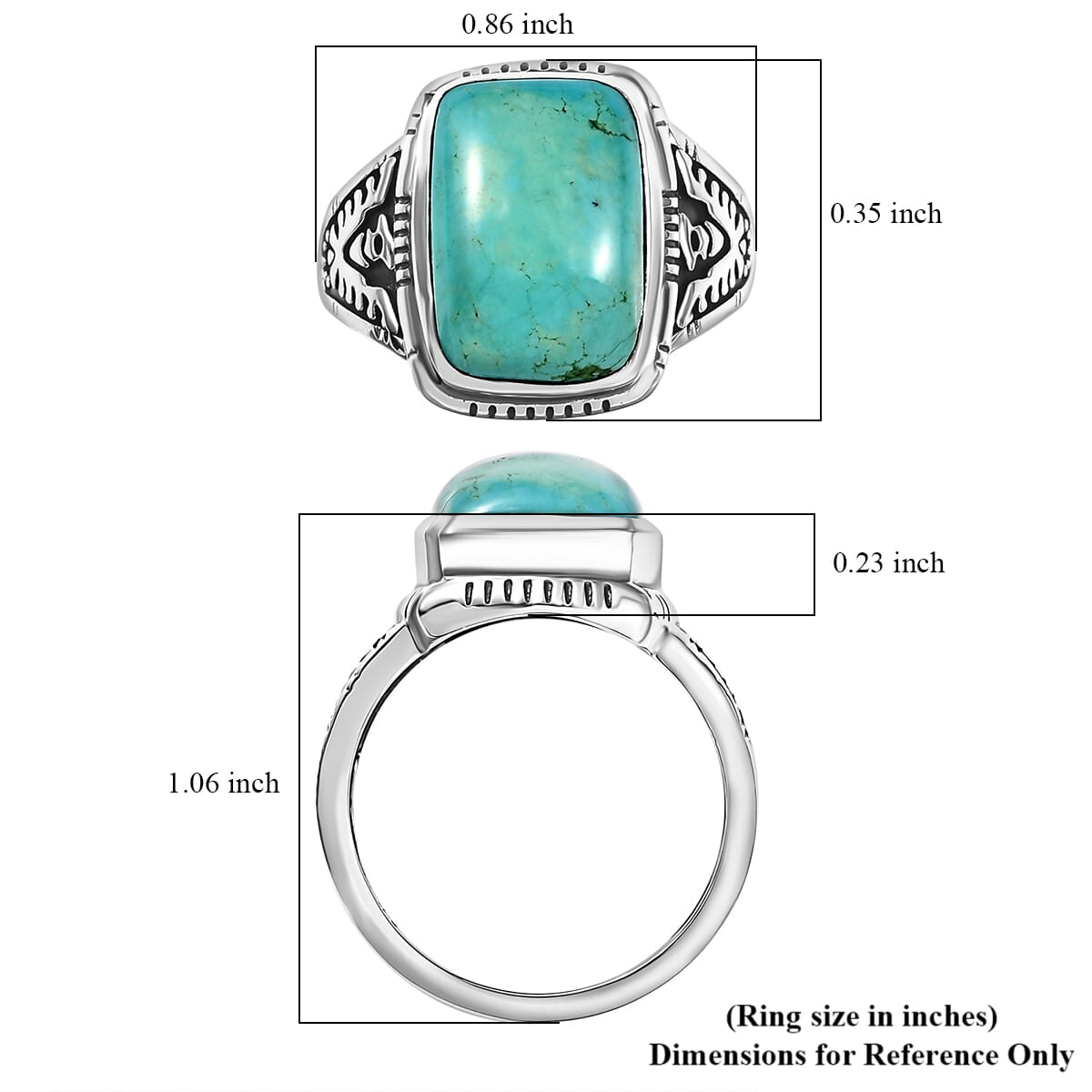 Artisan Crafted Royston Turquoise 6.00 ctw Eagle Ring in Sterling Silver (Size 8.0) image number 5