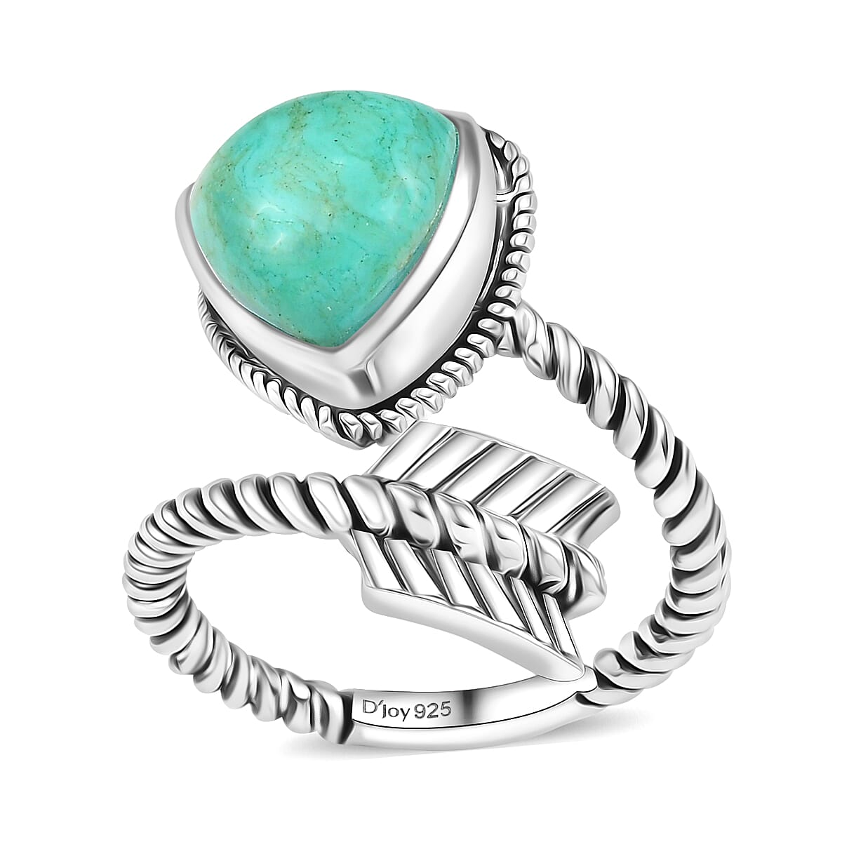 D'Joy Artisan Crafted Royston Turquoise 3.30 ctw Arrow Ring in Sterling Silver (Size 6.0) image number 0