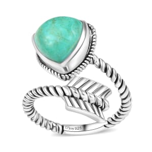 D'Joy Artisan Crafted Royston Turquoise 3.30 ctw Arrow Ring in Sterling Silver (Size 8.0)