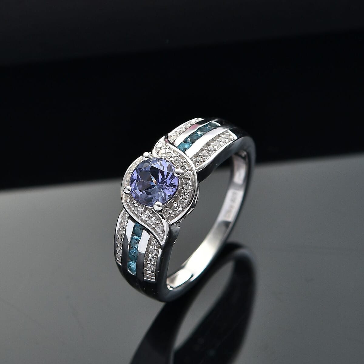 Peacock Tanzanite, Multi Gemstone Ring in Rhodium Over Sterling Silver (Size 11.0) 1.80 ctw image number 1