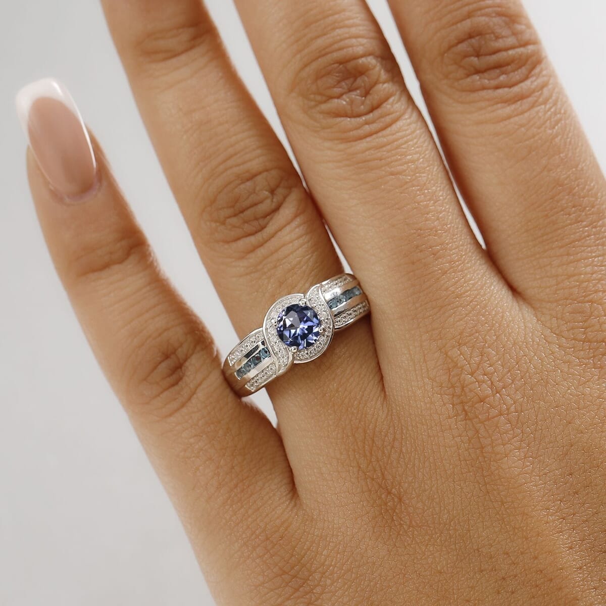 Peacock Tanzanite, Multi Gemstone Ring in Rhodium Over Sterling Silver (Size 11.0) 1.80 ctw image number 2