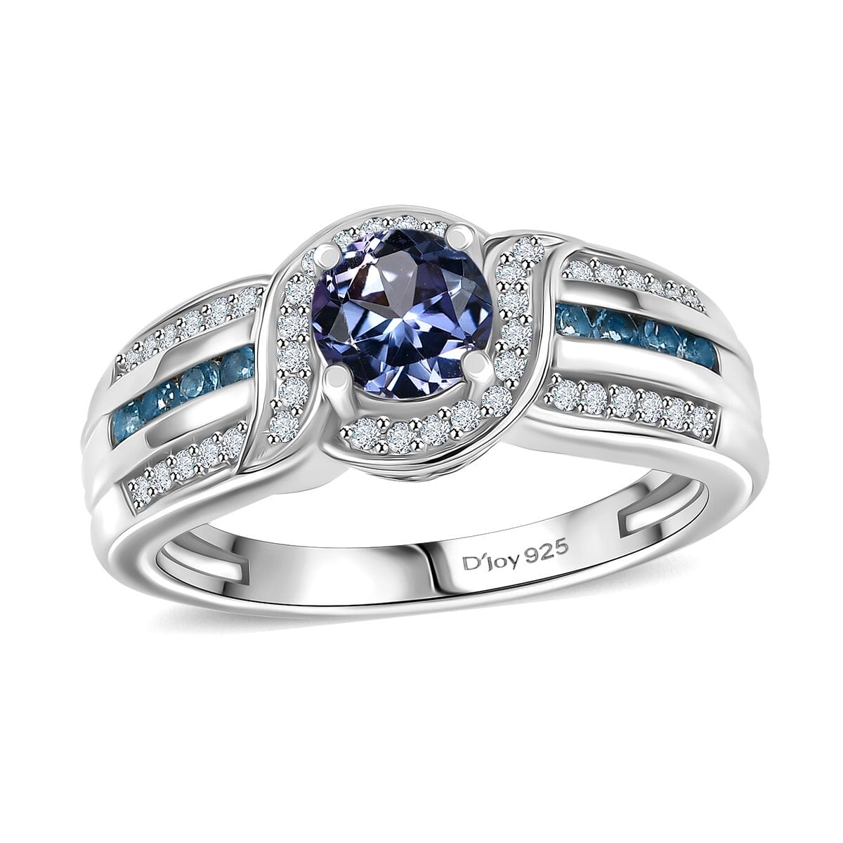 Peacock Tanzanite and Multi Gemstone 1.80 ctw Fluid Elegance Ring in Rhodium Over Sterling Silver (Size 8.0) image number 0
