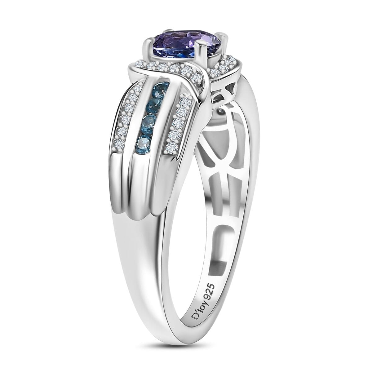 Peacock Tanzanite and Multi Gemstone 1.80 ctw Fluid Elegance Ring in Rhodium Over Sterling Silver (Size 8.0) image number 3