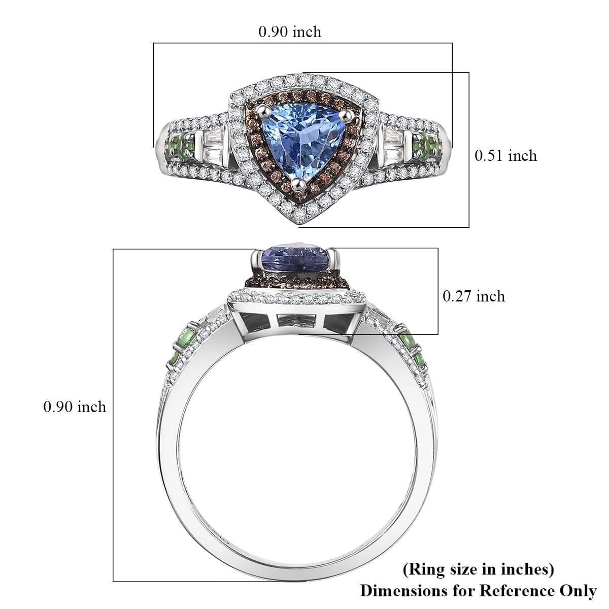 Peacock Tanzanite, Multi Gemstone Ring in Rhodium Over Sterling Silver (Size 5.0) 2.65 ctw image number 5