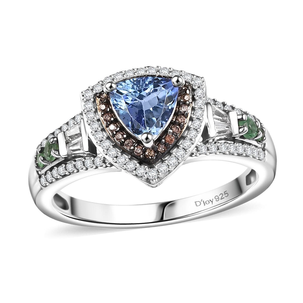 Peacock Tanzanite and Multi Gemstone 2.65 ctw Double Halo Ring in Rhodium Over Sterling Silver (Size 9.0) image number 0