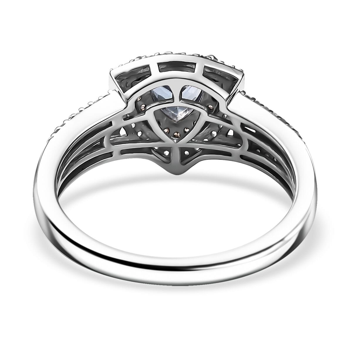 Peacock Tanzanite and Multi Gemstone 2.65 ctw Double Halo Ring in Rhodium Over Sterling Silver (Size 9.0) image number 4