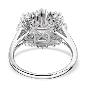 D'Joy Old Old Mine Cut Moissanite 4.20 ctw Art Deco Ring in Rhodium Over Sterling Silver (Size 10.0)