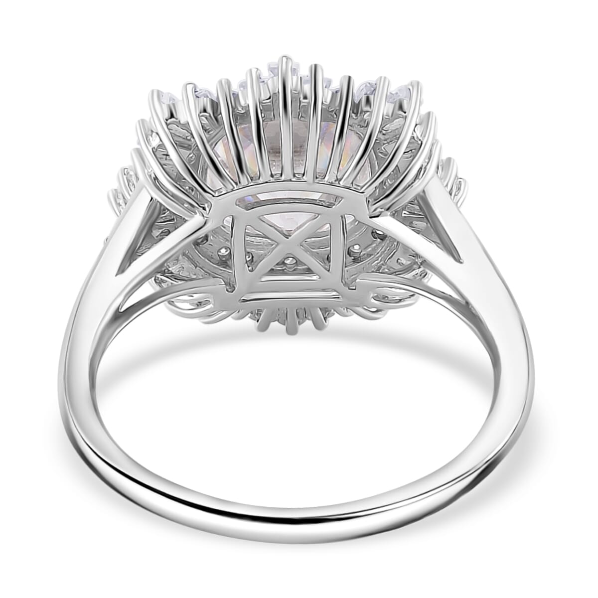D'Joy Old Old Mine Cut Moissanite 4.20 ctw Art Deco Ring in Rhodium Over Sterling Silver (Size 8.0) image number 3