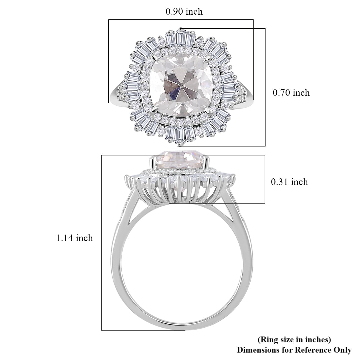 D'Joy Old Old Mine Cut Moissanite 4.20 ctw Art Deco Ring in Rhodium Over Sterling Silver (Size 8.0) image number 4
