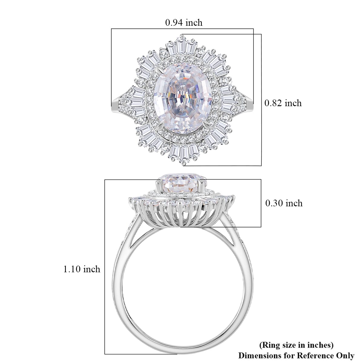D'Joy Step Cut Moissanite 4.35 ctw Art Deco Ring in Rhodium Over Sterling Silver (Size 6.0) image number 4