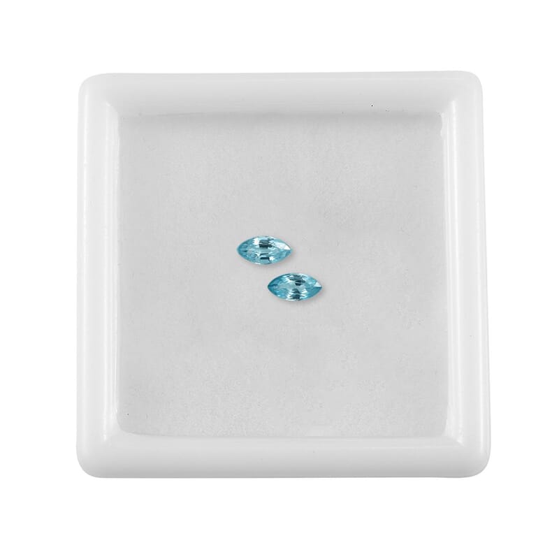 Blue Zircon Set of 2 (Mrq 5x2.5 mm) 0.34 ctw