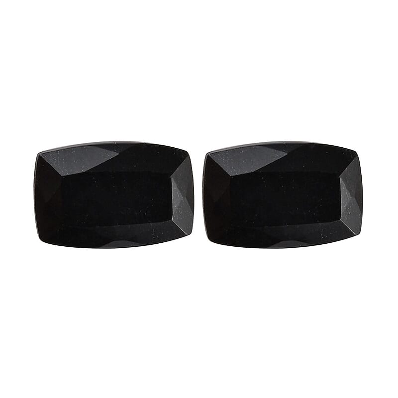 Australian Black Tourmaline Set of 2 (Cush 6x4 mm) 0.97 ctw