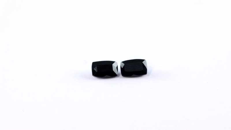 Australian Black Tourmaline Set of 2 (Cush 6x4 mm) 0.97 ctw